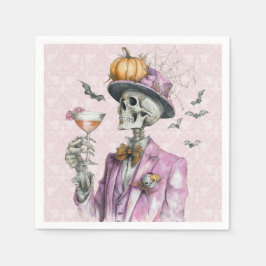 Gothic Skeleton Cocktail Party Halloween Serviette