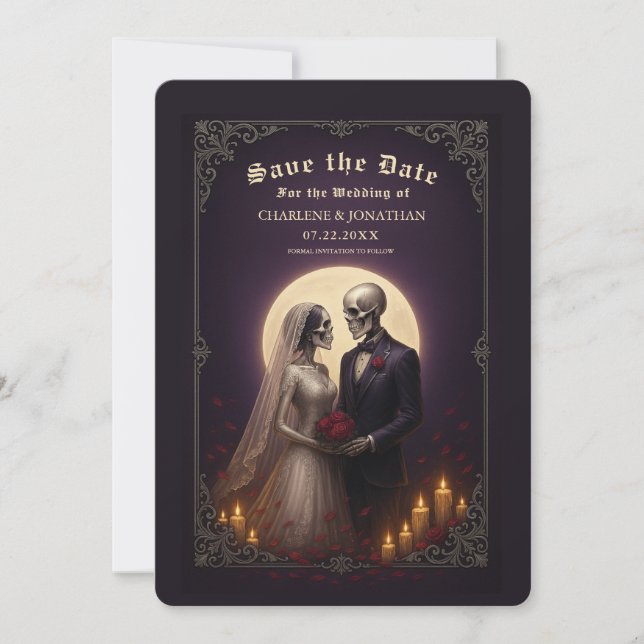 Gothic Skeleton Couple Wedding Save the Date (Vorderseite)