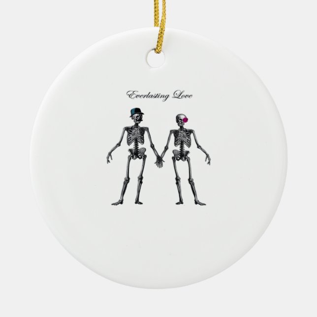 Gothic Skeleton Couple (weiß) Classic Keramik Ornament (Vorne)