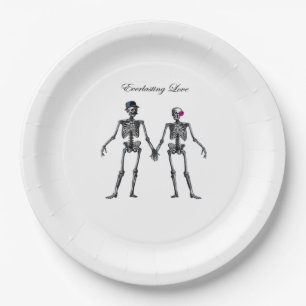 Gothic Skeleton Couple (weiß) Classic Pappteller