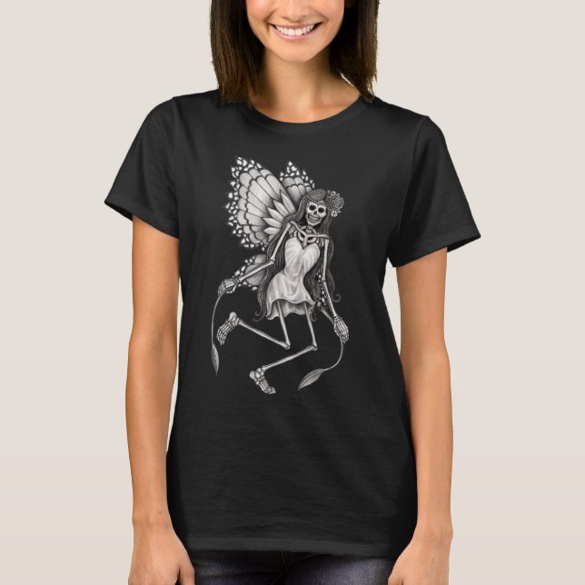 Gothic Skeleton Fairy Grunge Fairycore Cotattecore T-Shirt (Vorderseite)