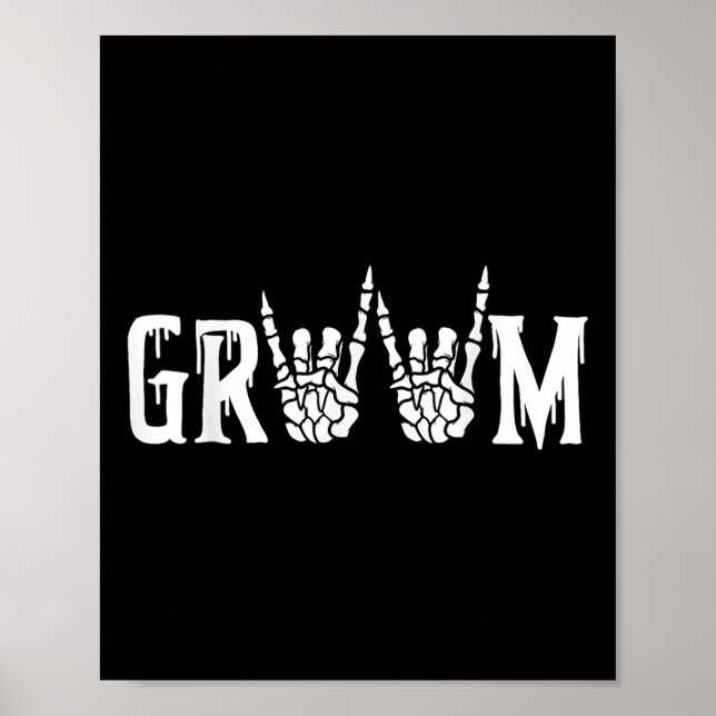 Gothic Skeleton Groom Wedding Just Married Spooky Poster (Vorne)