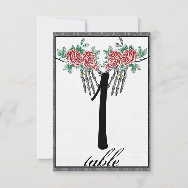 Gothic Skeleton Hand Rose Hochzeit Tischnummer (Vorderseite)
