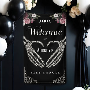 Gothic Skeleton Hands Heart Baby Dusche Willkommen Banner