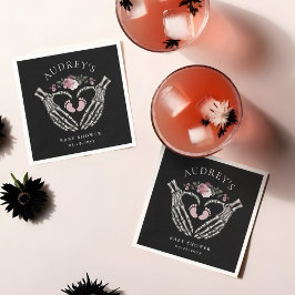 Gothic Skeleton Hands Heart Baby Girl Shower Serviette