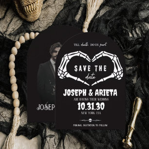 Gothic Skeleton Herz Hochzeit Save the Date Einladung