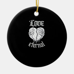 Gothic Skeleton Herz Valentinstag Klassisches Desi Keramik Ornament