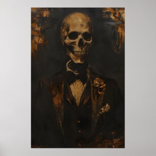 Gothic Skeleton im Smoking Kunst Druck Viktorianis Poster