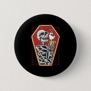 Gothic Skeleton in Coffin Mall Goth Halloween Aest Button