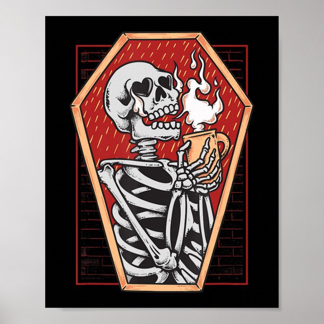 Gothic Skeleton in Coffin Mall Goth Halloween Aest Poster (Vorne)