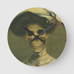Gothic Skeleton Lady Clock Runde Wanduhr