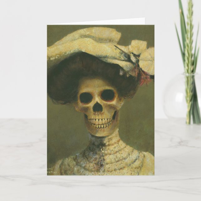 Gothic Skeleton Lady Greetings Card Karte (Vorderseite)