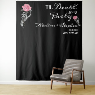 Gothic Skeleton Liebe bis zum Hintergrund der Hoch Wandteppich