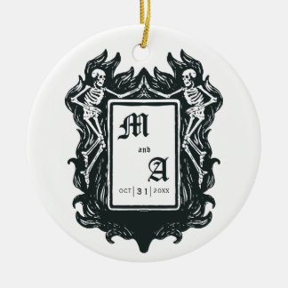 Gothic Skeleton Liebe Initials Weihnachten Keramik Ornament