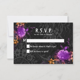 Gothic Skeleton Lila Floral Halloween Hochzeit RSVP Karte
