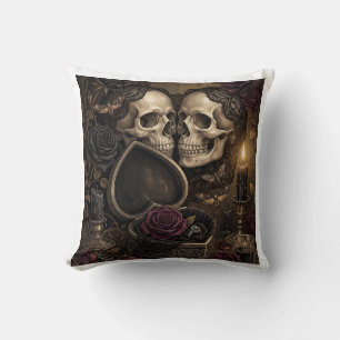 Gothic Skeleton Paar Dark Romance Victorian Rose Kissen