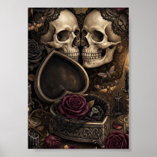 Gothic Skeleton Paar Dark Romance Victorian Rose Poster