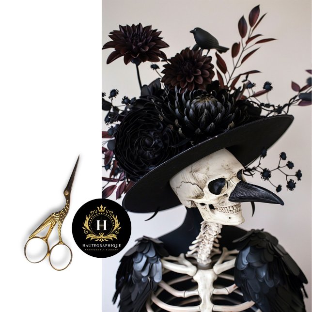 Gothic Skeleton Raven Feathers Floral Decoupage Seidenpapier (Von Creator hochgeladen)