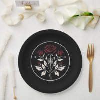 Gothic Skeleton Rib Rose Schwarz Elegante Hochzeit