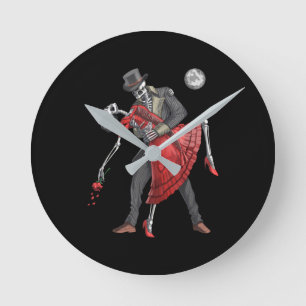 Gothic Skeletons Dancing Runde Wanduhr