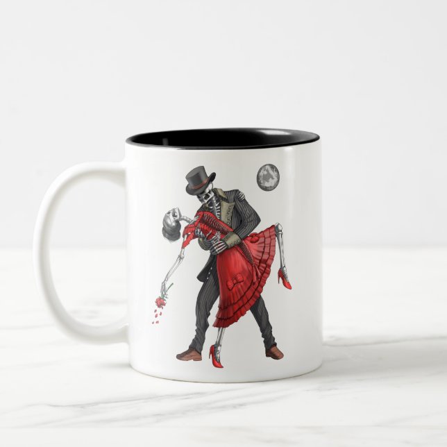 Gothic Skeletons Dancing Zweifarbige Tasse (Links)