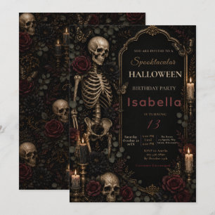 Gothic-Skelett-Halloween-Geburtstag Einladung