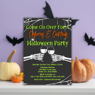 Gothic-Skelett-Halloween-Kostüme & Cocktails Einladung