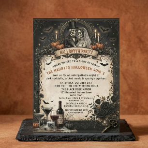Gothic-Skelett-Halloween-Party Viktorianischer T Einladung