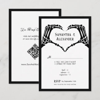 Gothic Skelett Hände Bis Zum Tod QR Code Hochzeit RSVP Karte