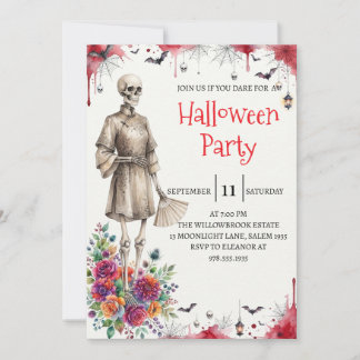Gothic-Skelett-Mann-Halloween-Party-Einladung Einladung