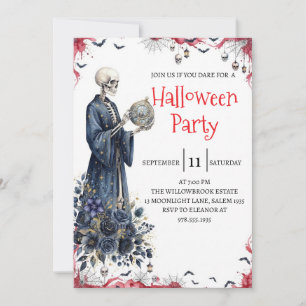 Gothic-Skelett-Mann-Halloween-Party-Einladung Einladung