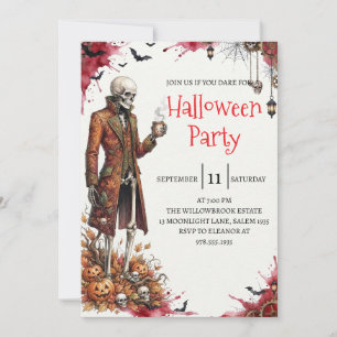 Gothic-Skelett-Mann-Halloween-Party-Einladung Einladung
