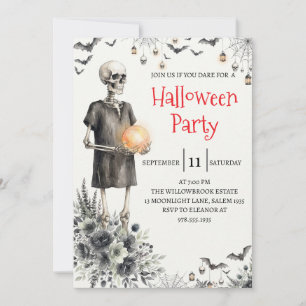 Gothic-Skelett-Mann-Halloween-Party-Einladung Einladung