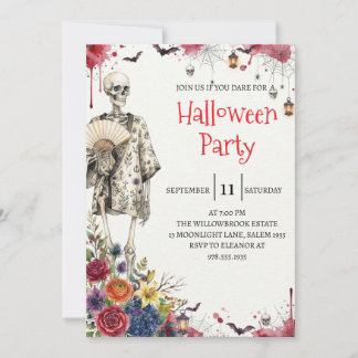 Gothic-Skelett-Mann-Halloween-Party-Einladung Einladung