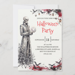 Gothic-Skelett-Mann-Halloween-Party-Einladung Einladung