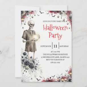 Gothic-Skelett-Mann-Halloween-Party-Einladung Einladung