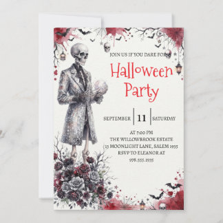 Gothic-Skelett-Mann-Halloween-Party-Einladung Einladung