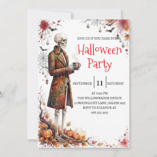 Gothic-Skelett-Mann-Halloween-Party-Einladung Einladung