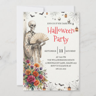 Gothic-Skelett-Mann-Halloween-Party-Einladung Einladung