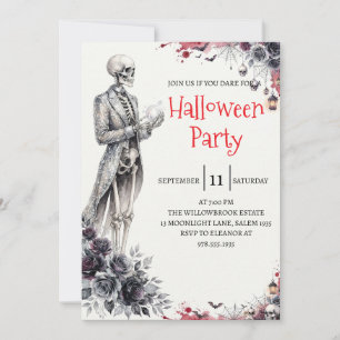 Gothic-Skelett-Mann-Halloween-Party-Einladung Einladung