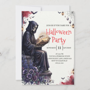 Gothic-Skelett-Mann-Halloween-Party-Einladung Einladung