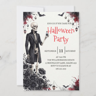 Gothic-Skelett-Mann-Halloween-Party-Einladung Einladung