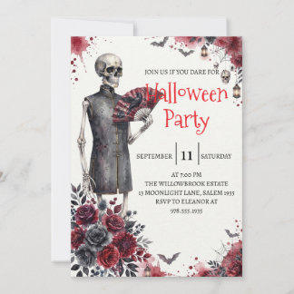 Gothic-Skelett-Mann-Halloween-Party-Einladung Einladung