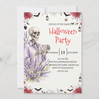 Gothic-Skelett-Mann-Halloween-Party-Einladung Einladung