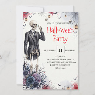 Gothic-Skelett-Mann-Halloween-Party-Einladung Einladung