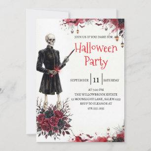 Gothic-Skelett-Mann-Halloween-Party-Einladung Einladung