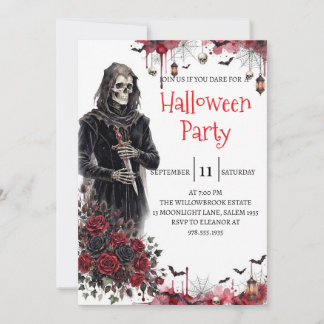 Gothic-Skelett-Mann-Halloween-Party-Einladung Einladung