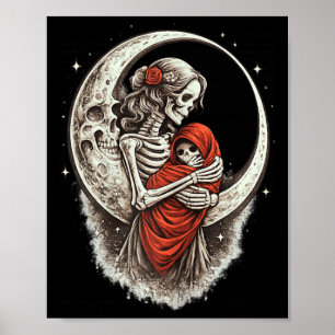 Gothic-Skelett-Mutter mit Baby dunkler Muttertag Poster