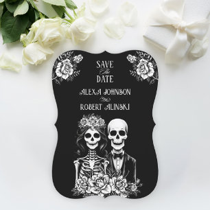 Gothic Skelett-Paar All in One Hochzeit Save The Date