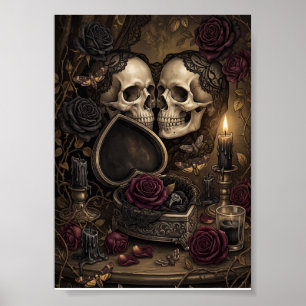 Gothic Skelett-Paar Dark Romance viktorianische Ro Poster